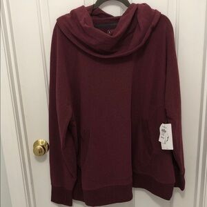 NWT L.L. Bean Maroon Cowl-Neck Pullover Sweatshirt